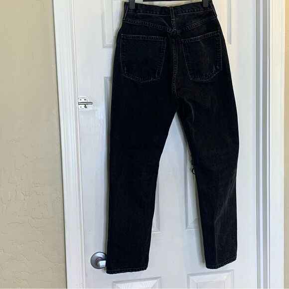 AGOLDE 90s Distressed High-Rise Straight Leg Jeans Black Size 27 - Picture 4 of 11